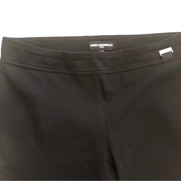 Karl Lagerfeld Black Ponte Knit Pull On Slim Pant Sz M Stretch Fall Wardrobe - Picture 3 of 6